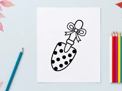 Cute polka dot ladybug gift tag with bow. Hand-drawn Halloween or spring party favor decoration sticker.