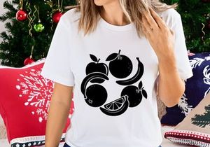 Black and White Fresh Fruit Circle