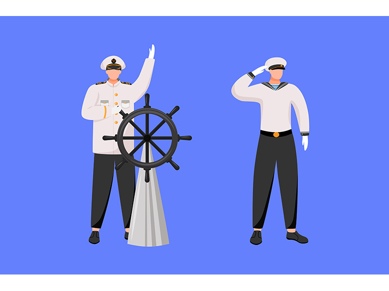 Maritime professions flat vector illustration