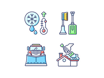 Winter cleaning service RGB color icons set preview picture