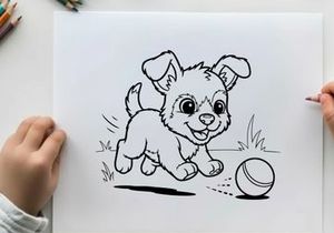 Cute puppy playing with soccer ball vector illustration