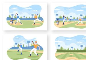 16 Baseball Player Sports Illustration