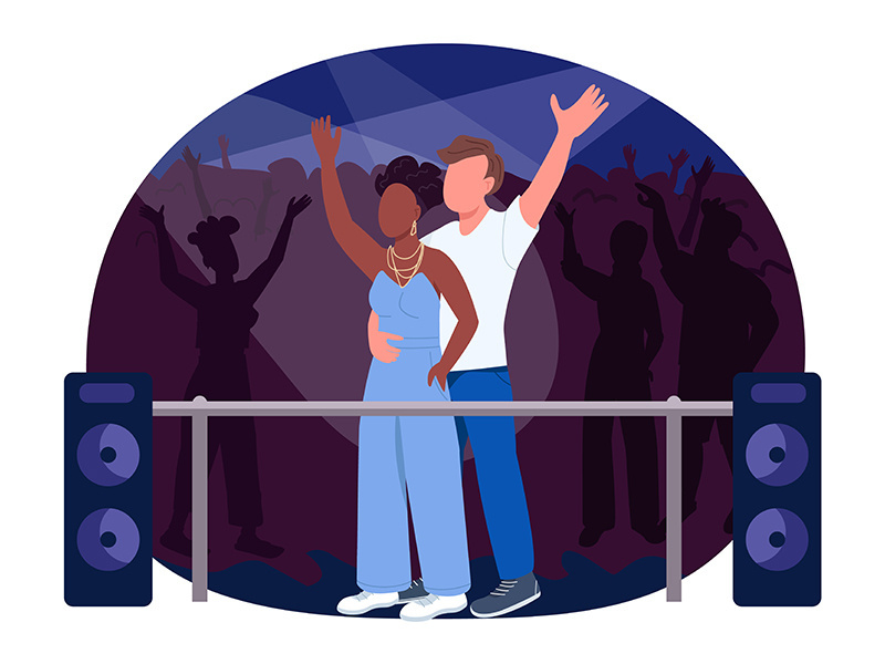 Club concert 2D vector web banner, poster