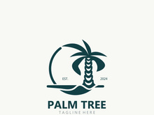 Palm tree simple and modern premium logo design. abstract icon palm beach illustration