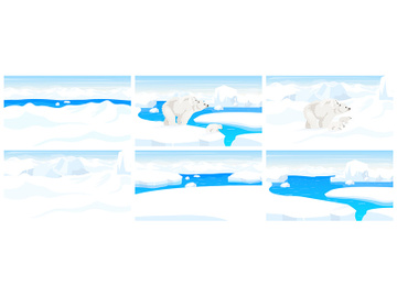 North pole wildlife flat vector illustration preview picture