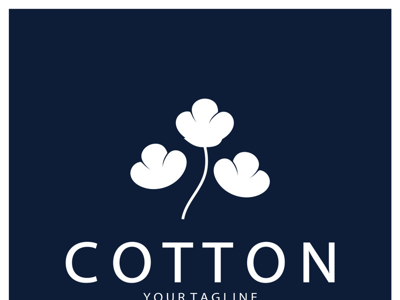 Soft natural organic cotton flower plant logo for cotton plantations, industries,business,textile,clothing and beauty,vector