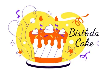 4 Birthday Cake Vector Illustration