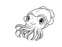 Cute cartoon octopus smiling vector illustration