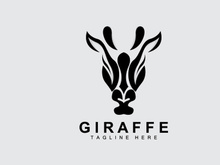 Giraffe Logo Design, Giraffe Head Vector Silhouette, High Neck Animal, Zoo, Tattoo Illustration, Product Brand
