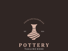 Pottery logo design handmade, creative traditional mug craft concept inspiration nature workshop