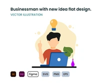 Businessman with new business idea for earning more money flat design concept.