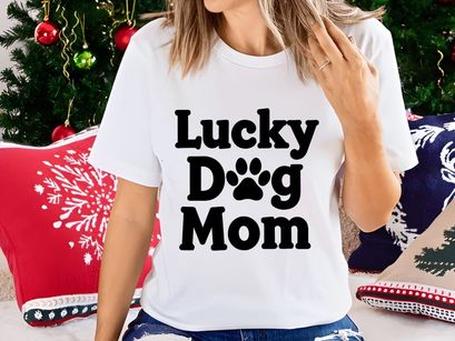 Lucky Dog Mom Embroidered Text