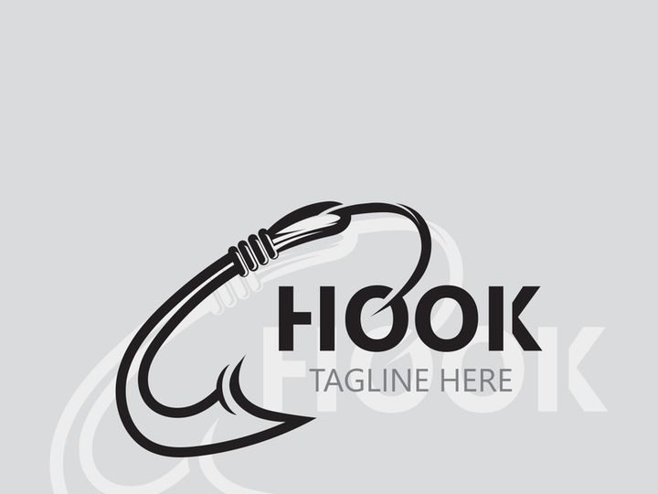 Hook Fishing logo simple and modern vintage rustic vector design style template illustration