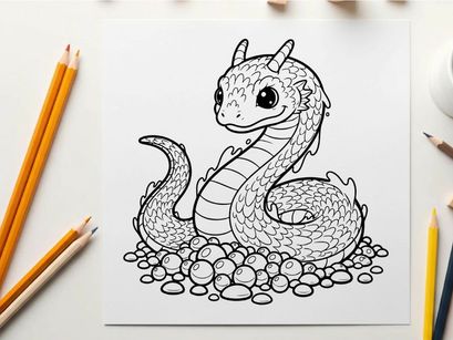 Cute cartoon dragon hatching from eggs vector illustration