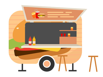 Burger food truck flat vector illustration preview picture