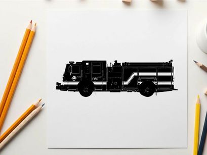 Silhouette of a fire truck vehicle emergency response