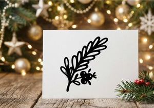 Hand drawn Christmas holly berry branch icon, festive winter botanical sketch illustration.