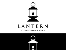 Lantern lamp logo, street lamp,vintage fire lantern.Logo for business, restaurant.