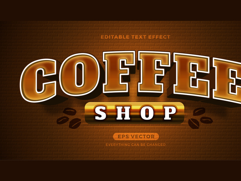 Coffee shop editable text effect style vector