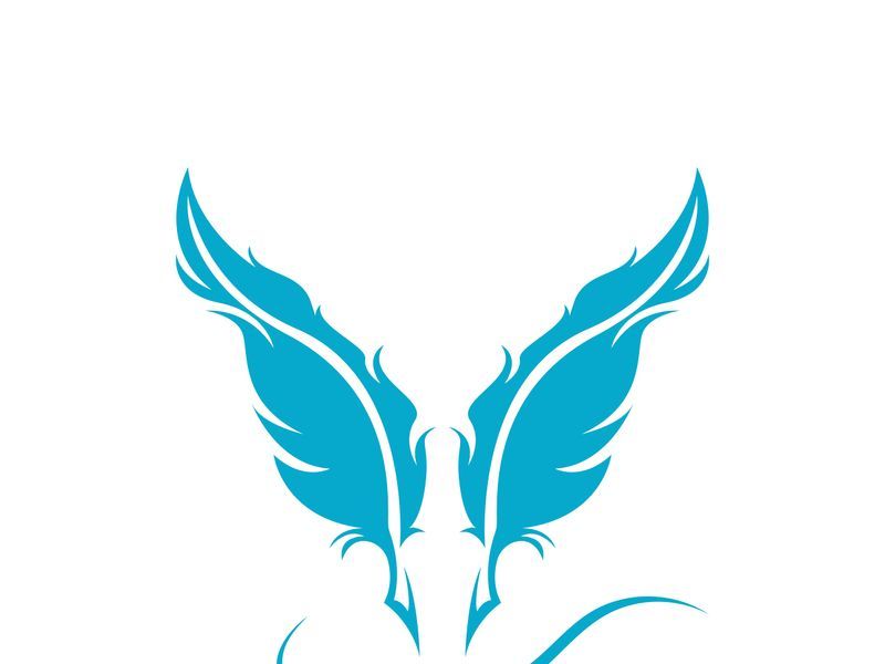 Feather quill design icon and logo illustration classic stationery