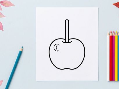 Candy apple line icon. Sweet caramel apple on a stick vector illustration.