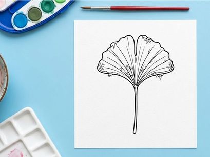 Ilustrasi Daun Ginkgo yang Elegan untuk Desain Botani. Unsur Alam Artistik untuk Pemasaran Ramah Lingkungan
