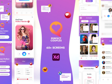 Perfect Couples App - Adobe XD Mobile UI Kit preview picture