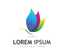 Beautiful and colorful butterfly creative logo design.