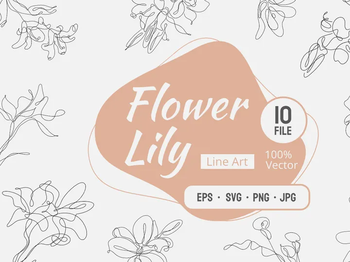 Abstract Flower Lily one line art drawing singulart aesthetic minimalist preview picture