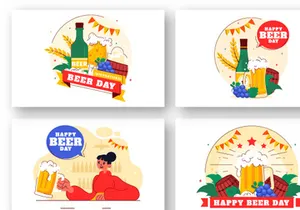 10 International Beer Day Illustration