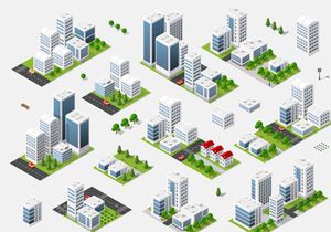 Isometric set 3D city