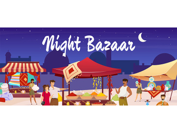 Turkish night bazaar flat color vector illustration preview picture