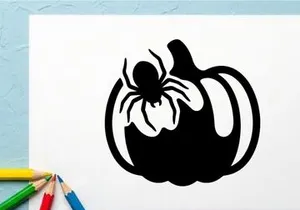 Black Halloween Pumpkin with Spider and Web for Fall Decor