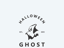 Halloween spooky ghost character in flat style isolated template design