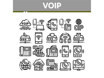Voip Calling System Collection Icons Set Vector preview picture