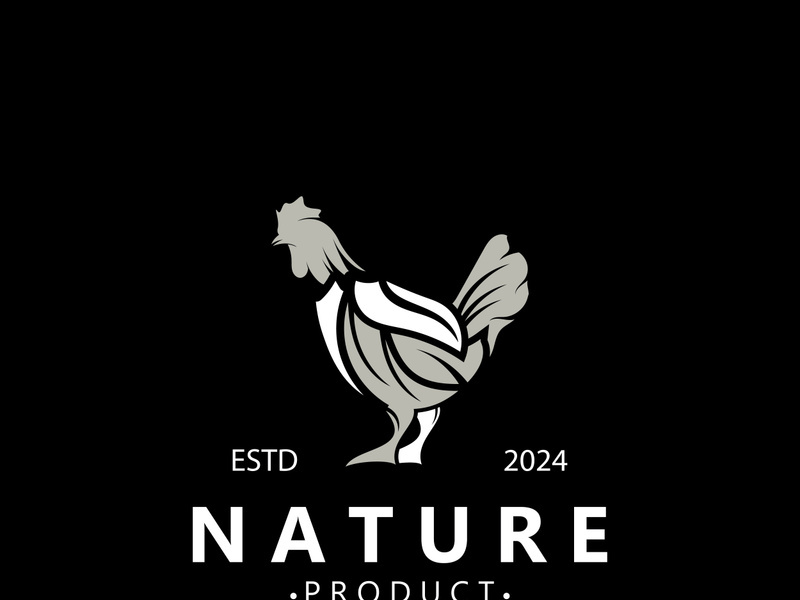 Chicken Farm logo design, animal icon for groceries, butcher shop, farmer market livestock template