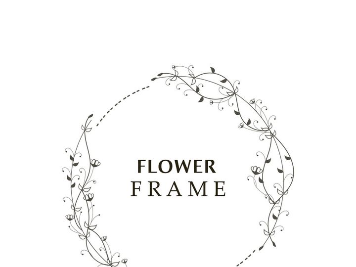 Floral frame flower round shape emblem logotype isolated on white background, leaves luxury linear logo circle style boutique