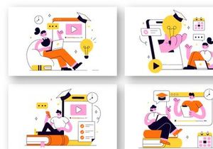 10 Online Course Vector Illustration