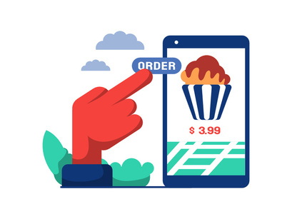 order online advertising flat illustration
