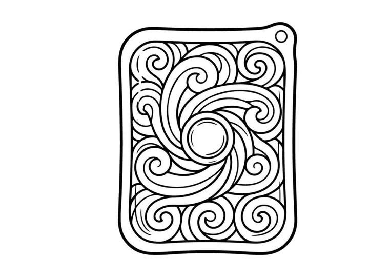Christmas ornament outline drawing with swirling abstract patterns for holiday coloring page