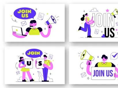 10 Join Us Vector Illustration