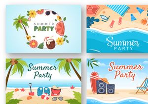 18 Summer Party Cartoon illustration
