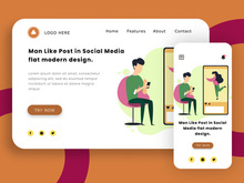 Man Watching Live Stream on the Phone cocnept