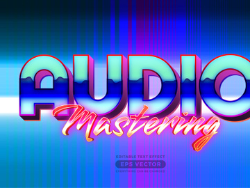 Audio mastering editable text effect style with vibrant theme realistic neon light concept for trendy flyer, poster and banner template promotion preview picture
