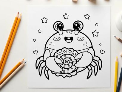 Cute crab mascot smiling vector illustration flat design