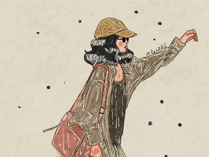 Illustration hand drawing images fashion girl