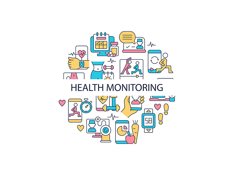 Health monitoring abstract color concept layout with headline