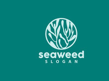 Coral reef logo vector silhouette sea fish habitat simple beautiful sea plants