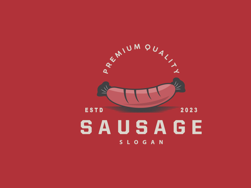 Sausage Logo, Vector Meat Fork and the Sausage Food