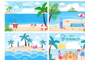 21 Happy Summer Time in Beach Illustration